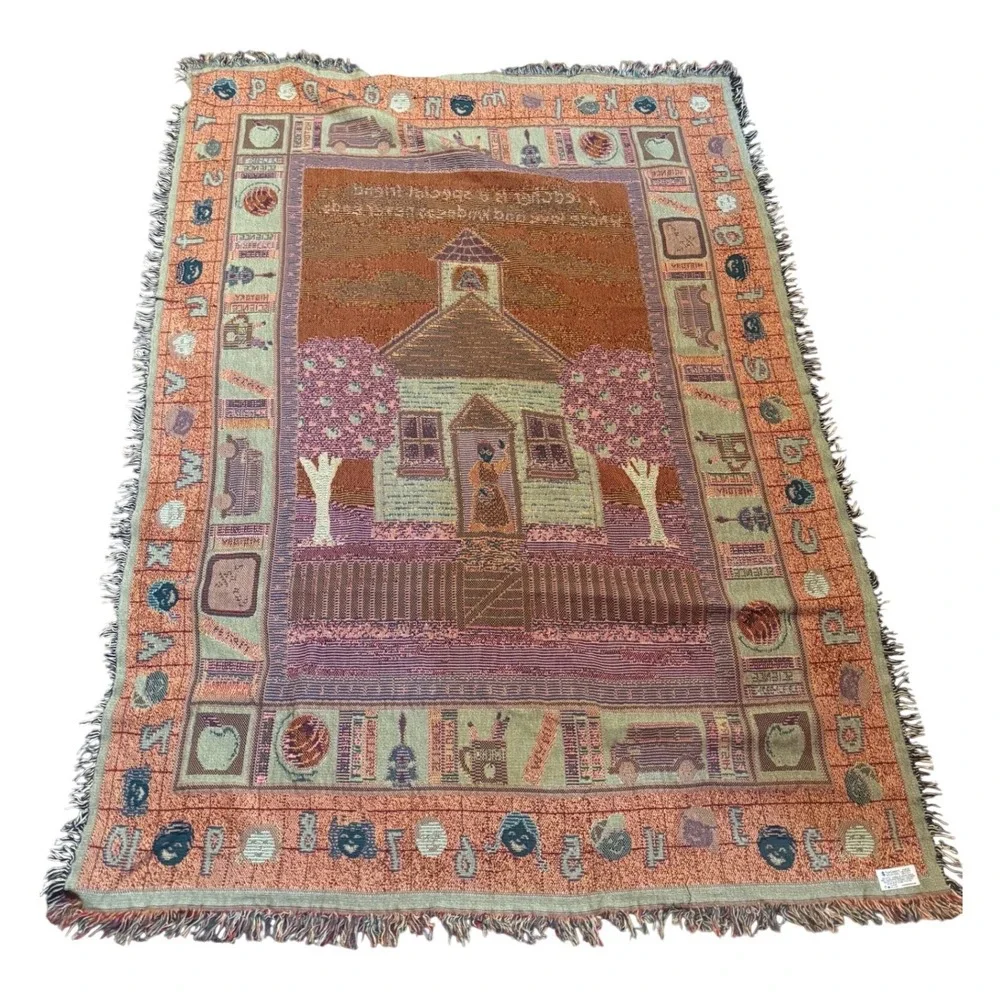 Pure Country Weaver Teacher Schoolhouse Woven Tapestry Throw Blanket Made in USA